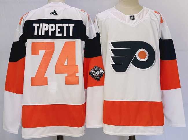 Mens Philadelphia Flyers #74 Owen Tippett White 2024 Stadium Series Stitched Jersey->->NHL Jersey